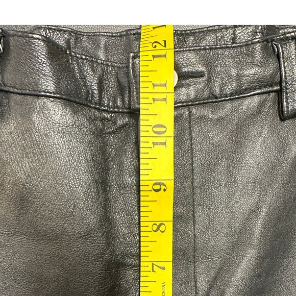 Solutions New York Black Genuine Leather Straight Leg Pants Size 10 - Picture 6 of 8
